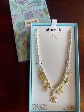 Piper K White Pearl Shell Charm Necklace
